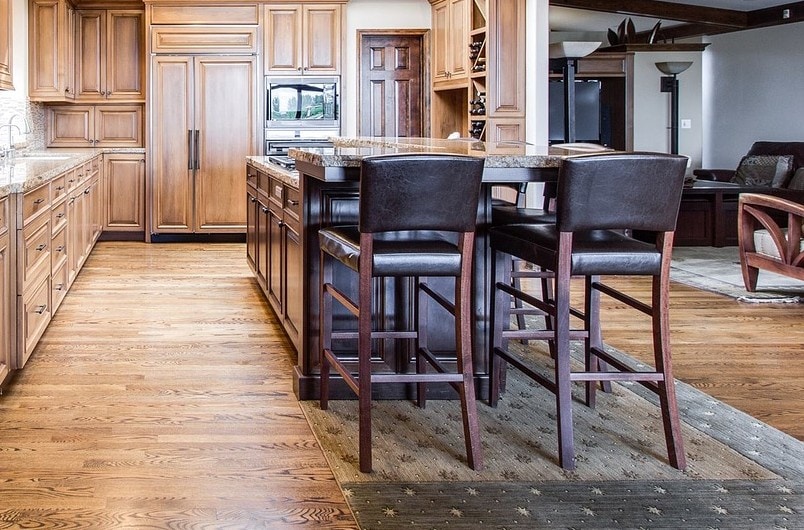 leather chairs in the dining area