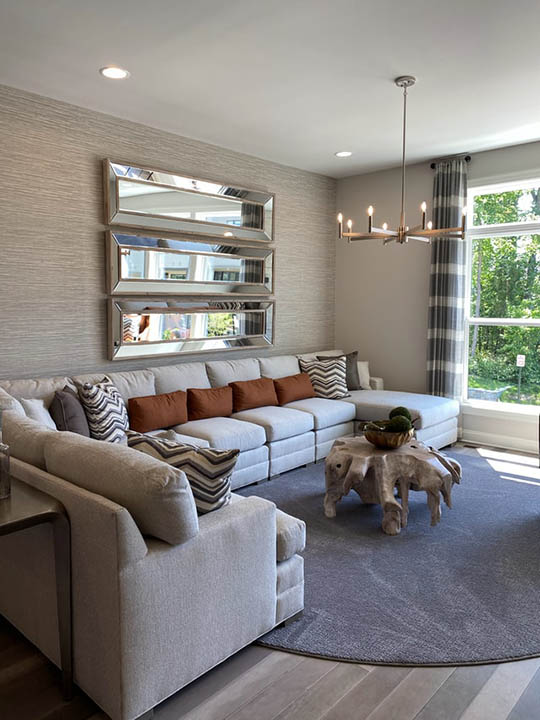 living room with texture accent wall