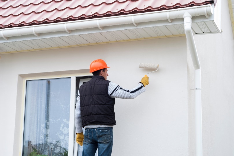 man painting house