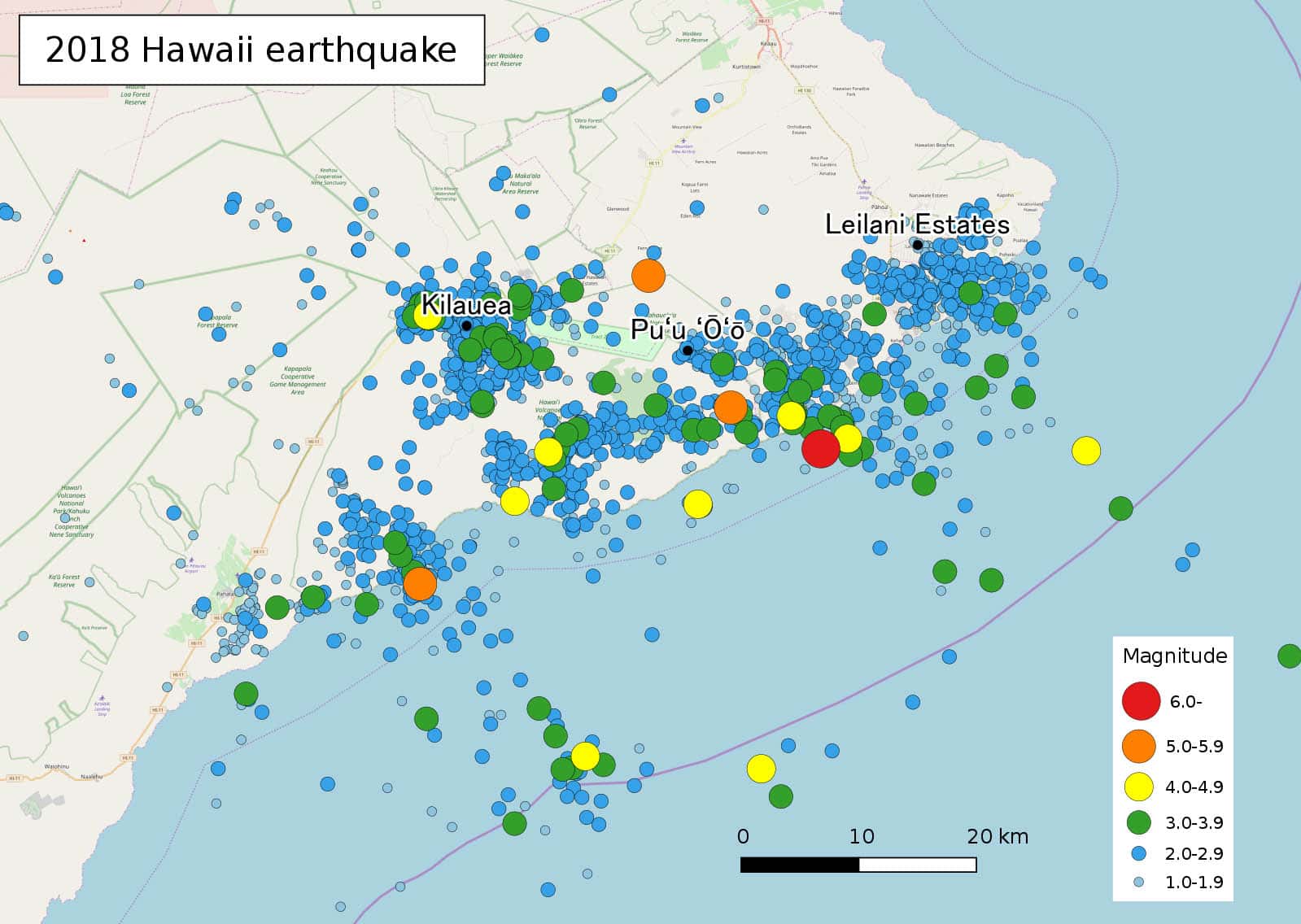 map of Hawaii 2018 earthquake