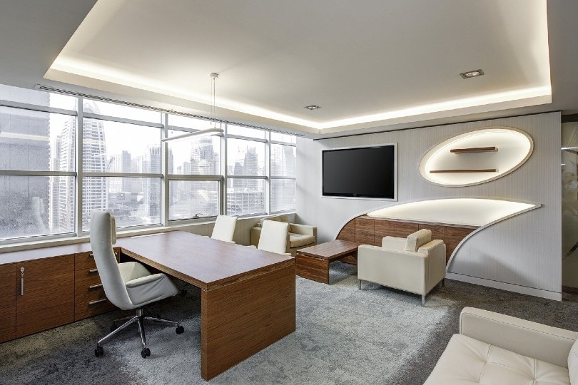 office with grey and neutral interior