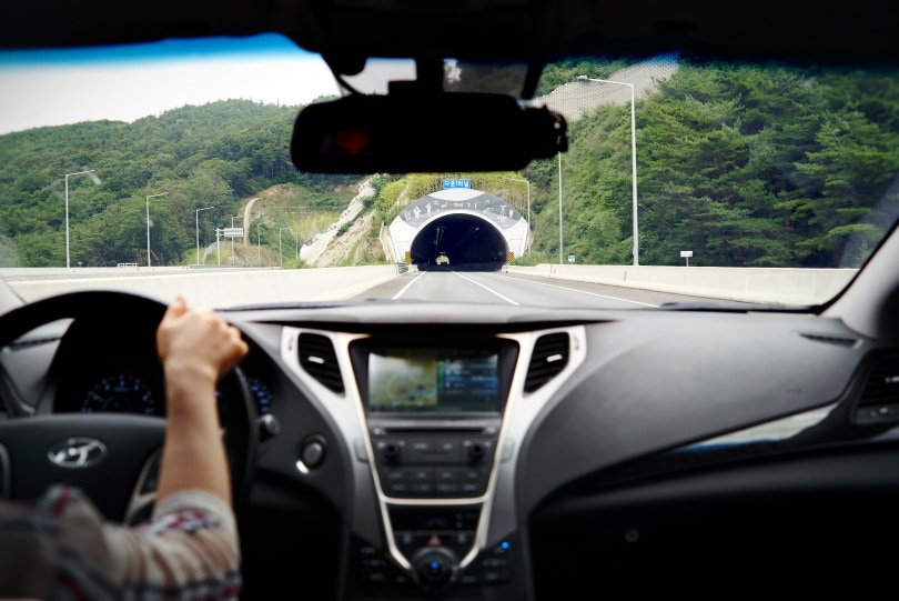 person driving hyundai car