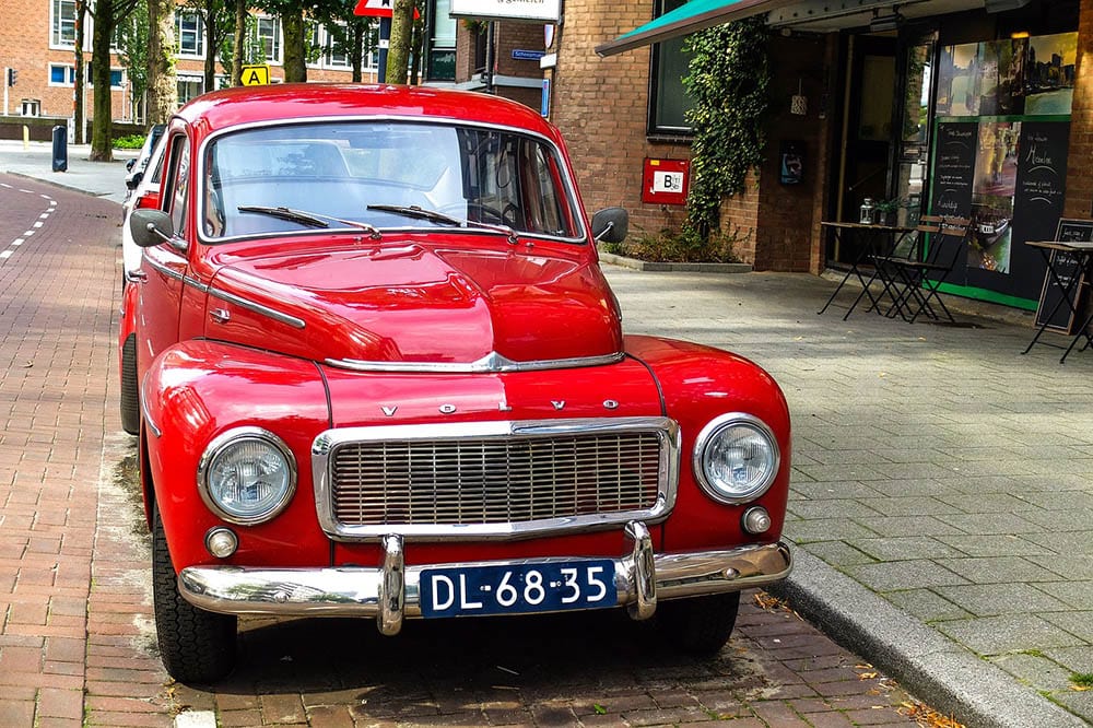 red vintage volvo car