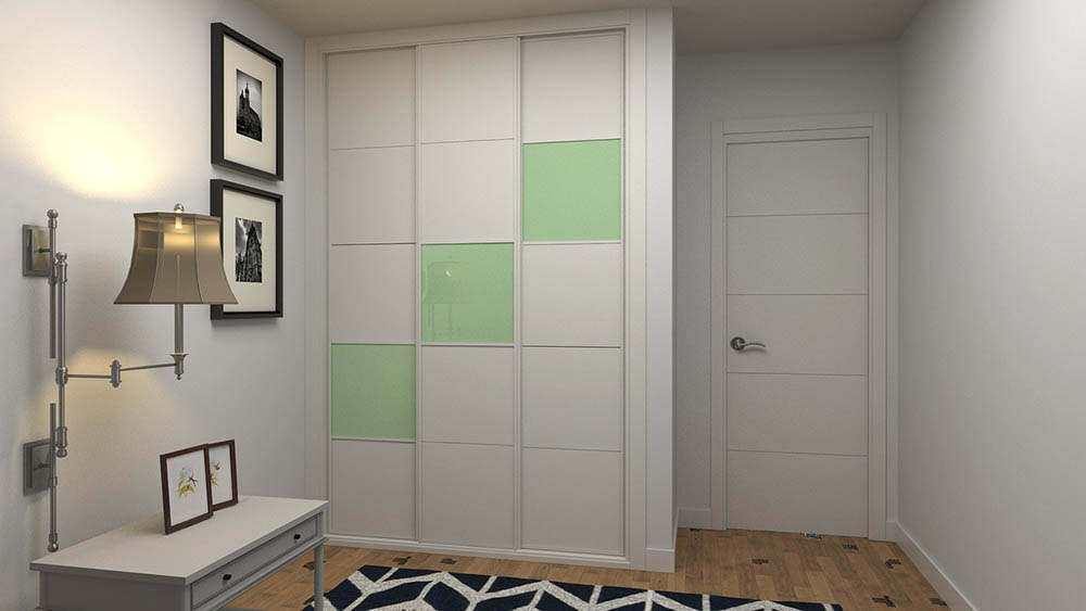 room with sliding closet