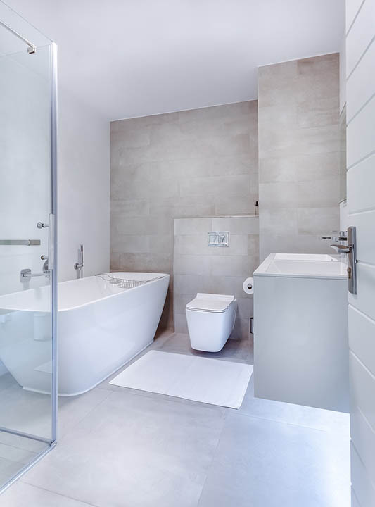 stone floor tile in bathroom