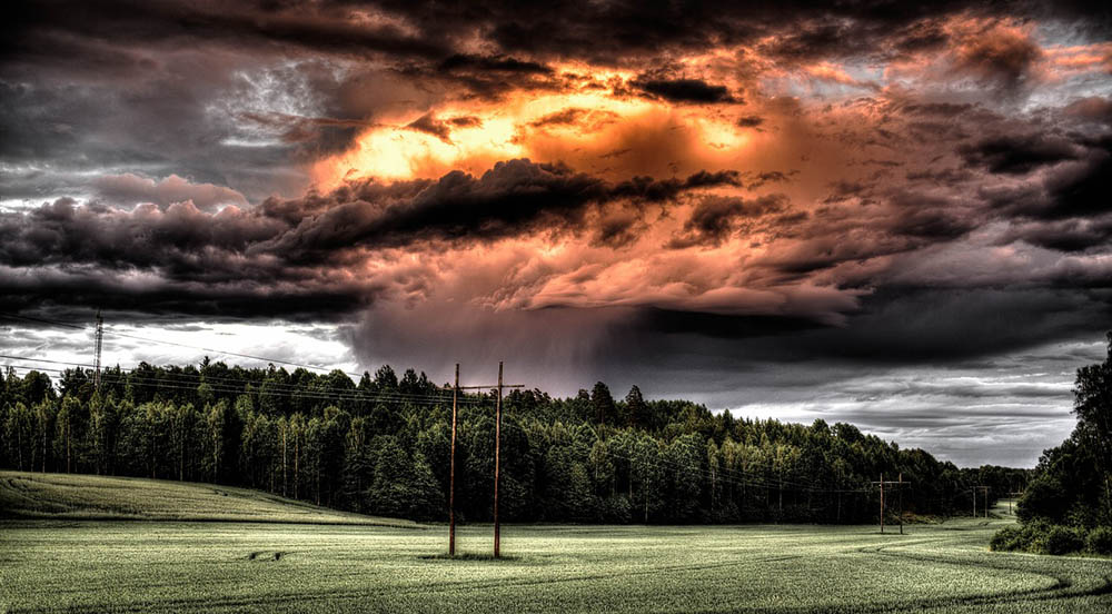 thunderstorm in the field