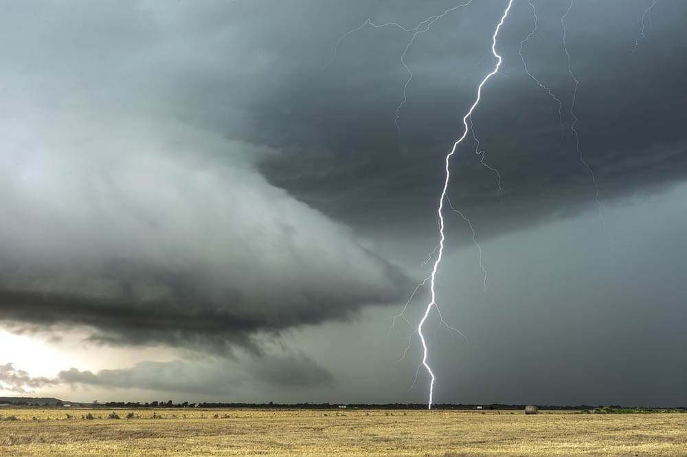 thunderstorm with long lightning
