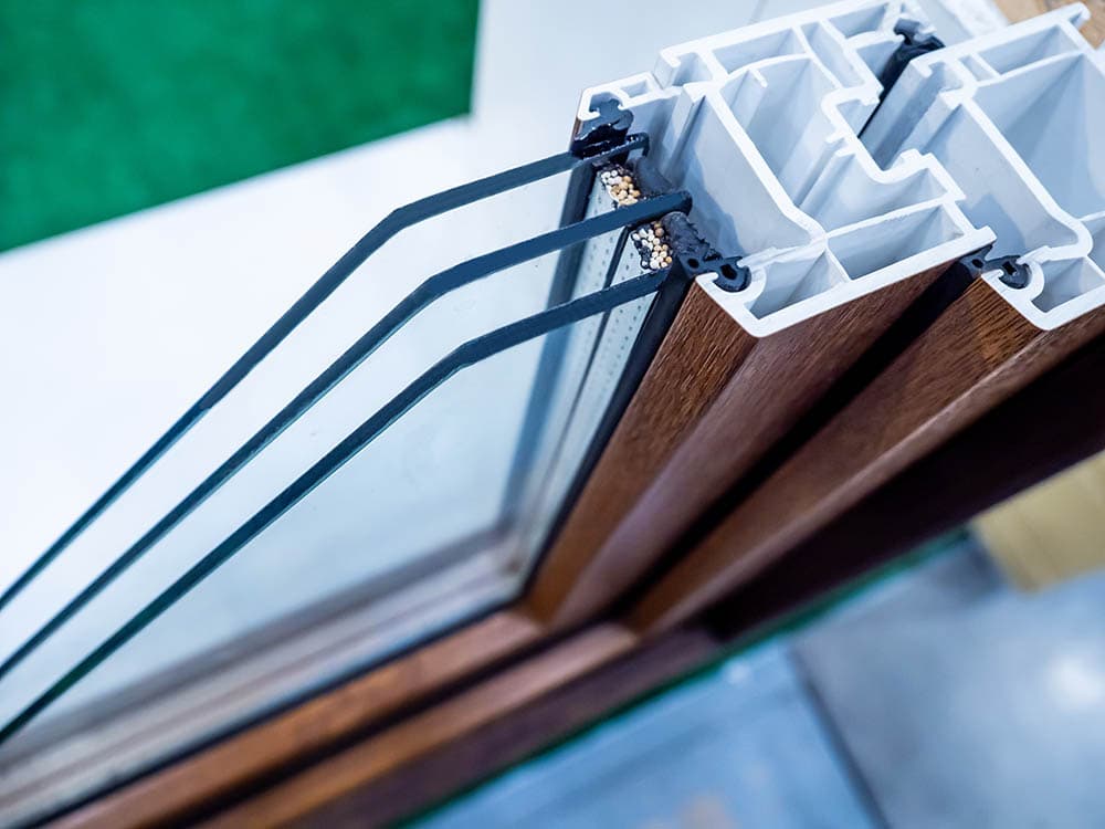 top view of triple pane window sample