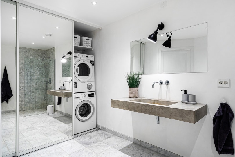 washing machine at the bathroom