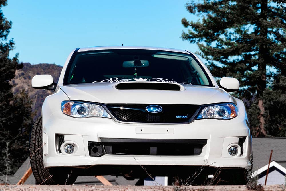 white subaru sports car