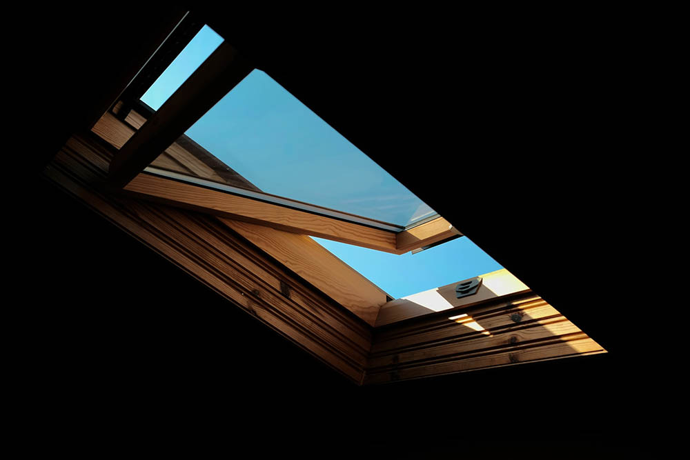 wooden roof window