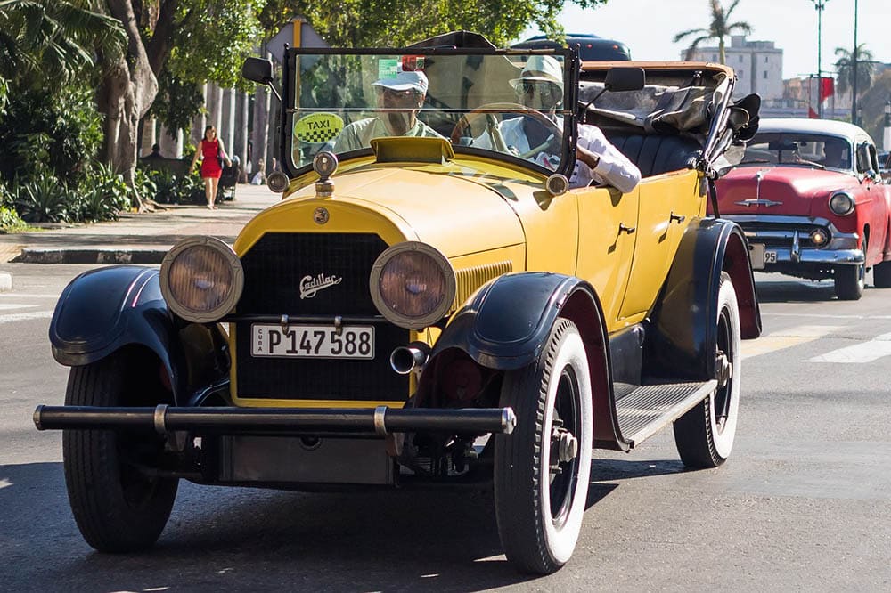 yellow cadillac in cuba