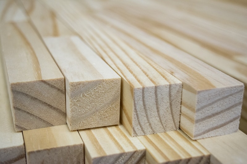 Ash tree lumber milled for construction