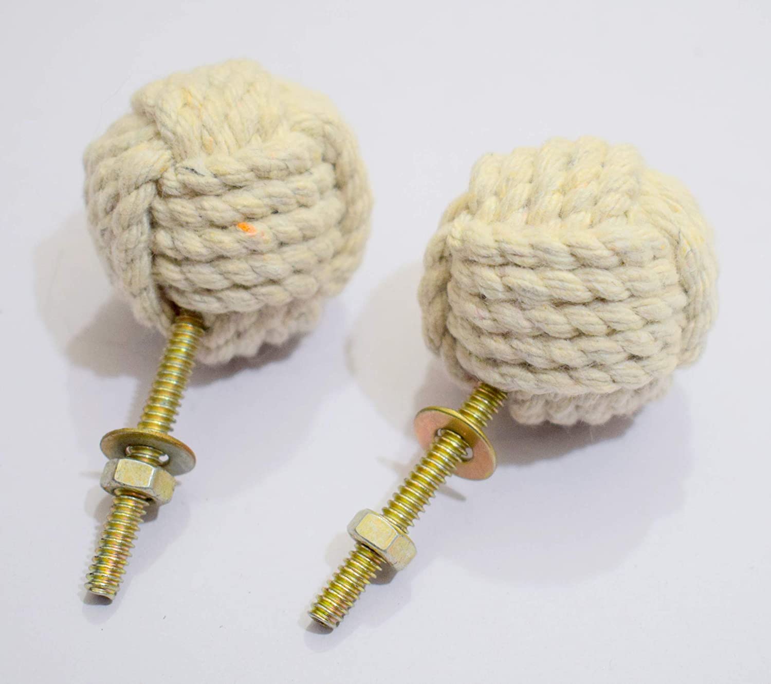 India Nautical White Cotton Rope Door Knobs