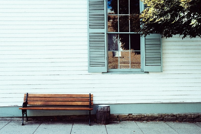 a house with white wood siding