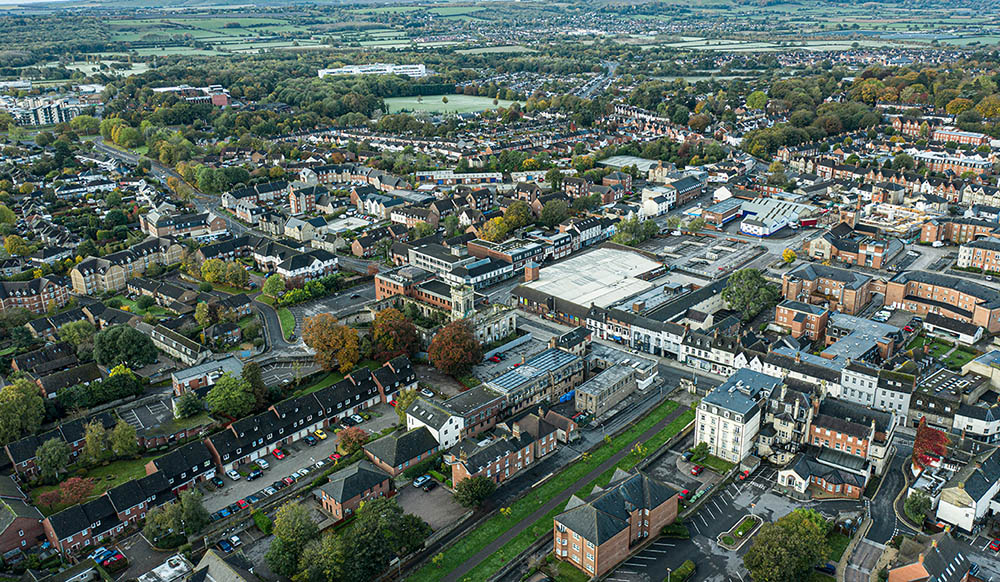 aerial view of Swindon, Wiltshire