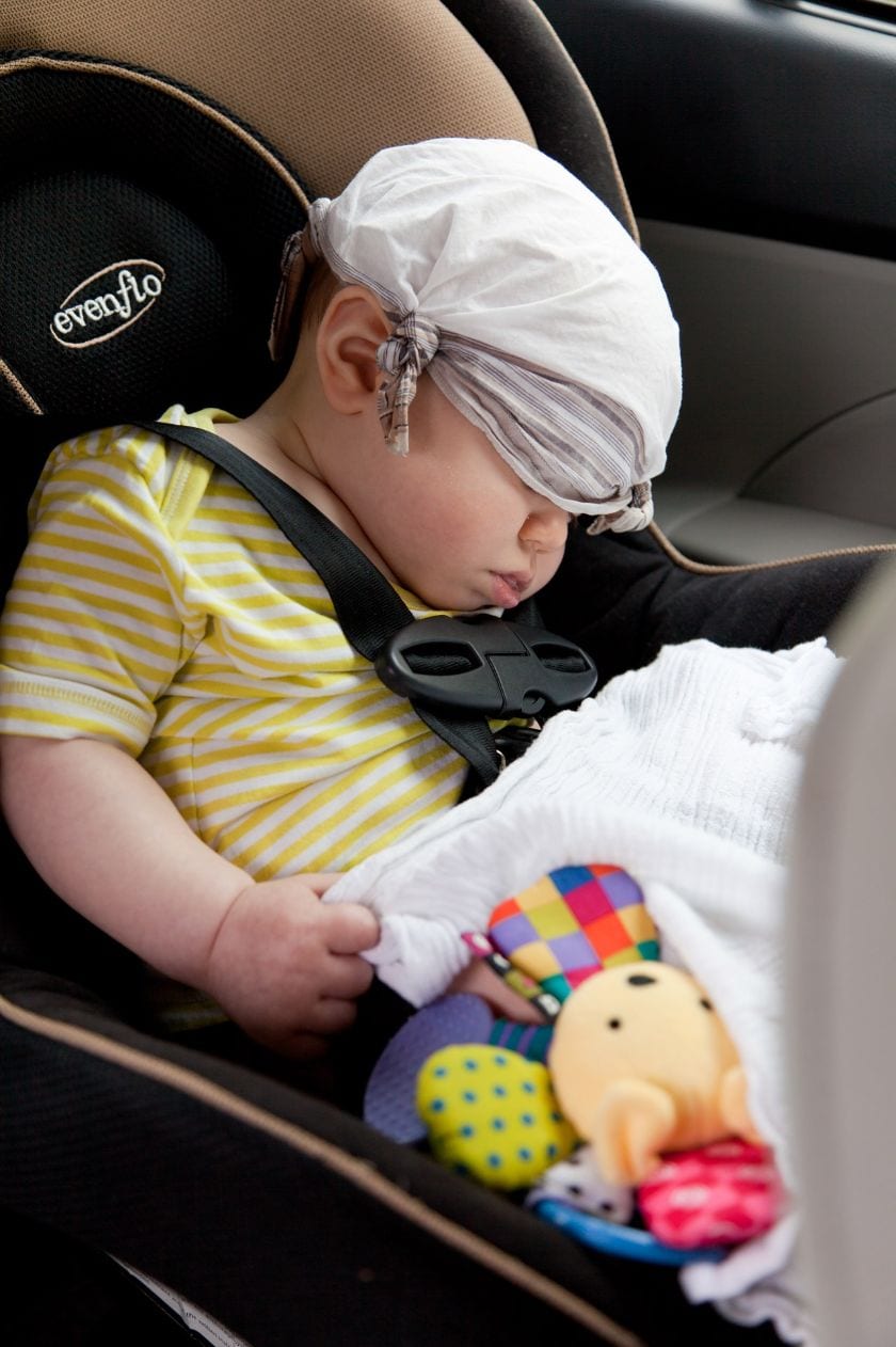 baby, wearing, yellow, white, striped, shirt, sleeping, brown, black, evenflo booster seat, piqsels