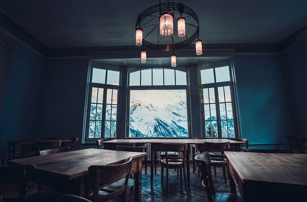 bay window with mountain view