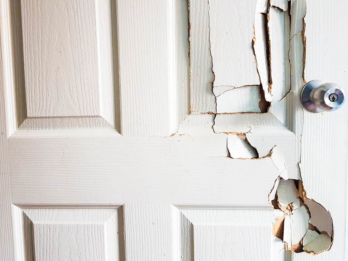 broken door with splinters