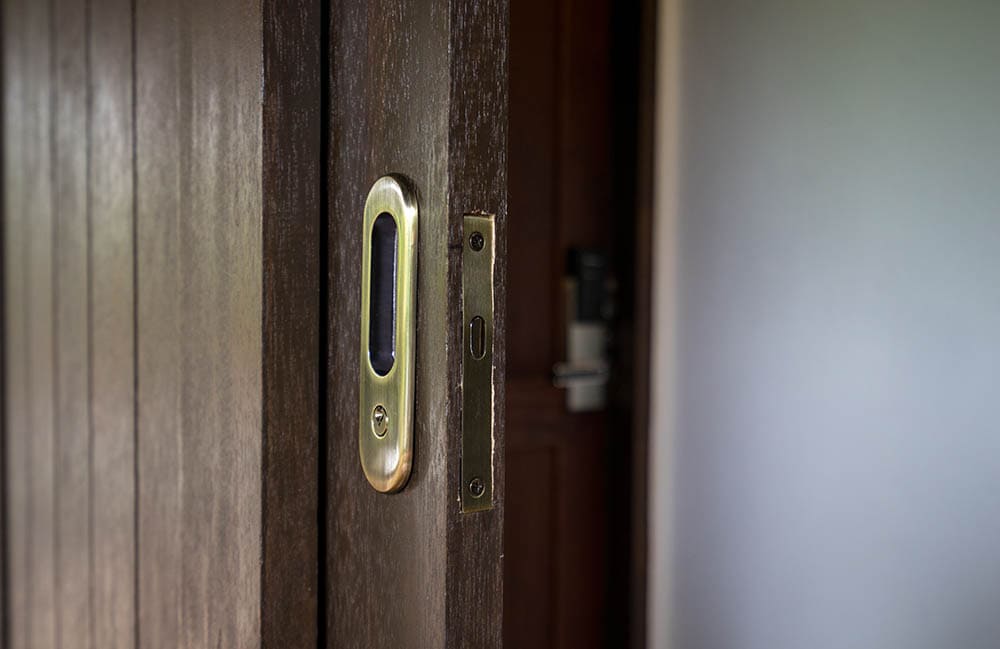 brown wood pocket door