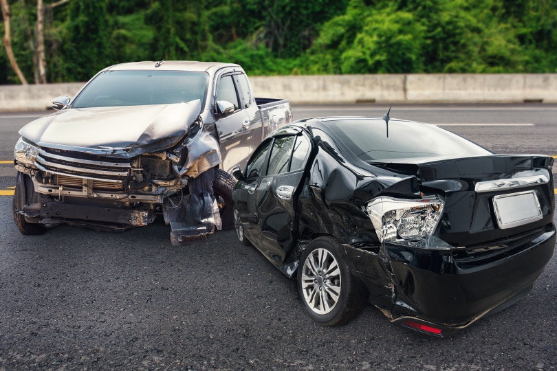 car crash accident on the road