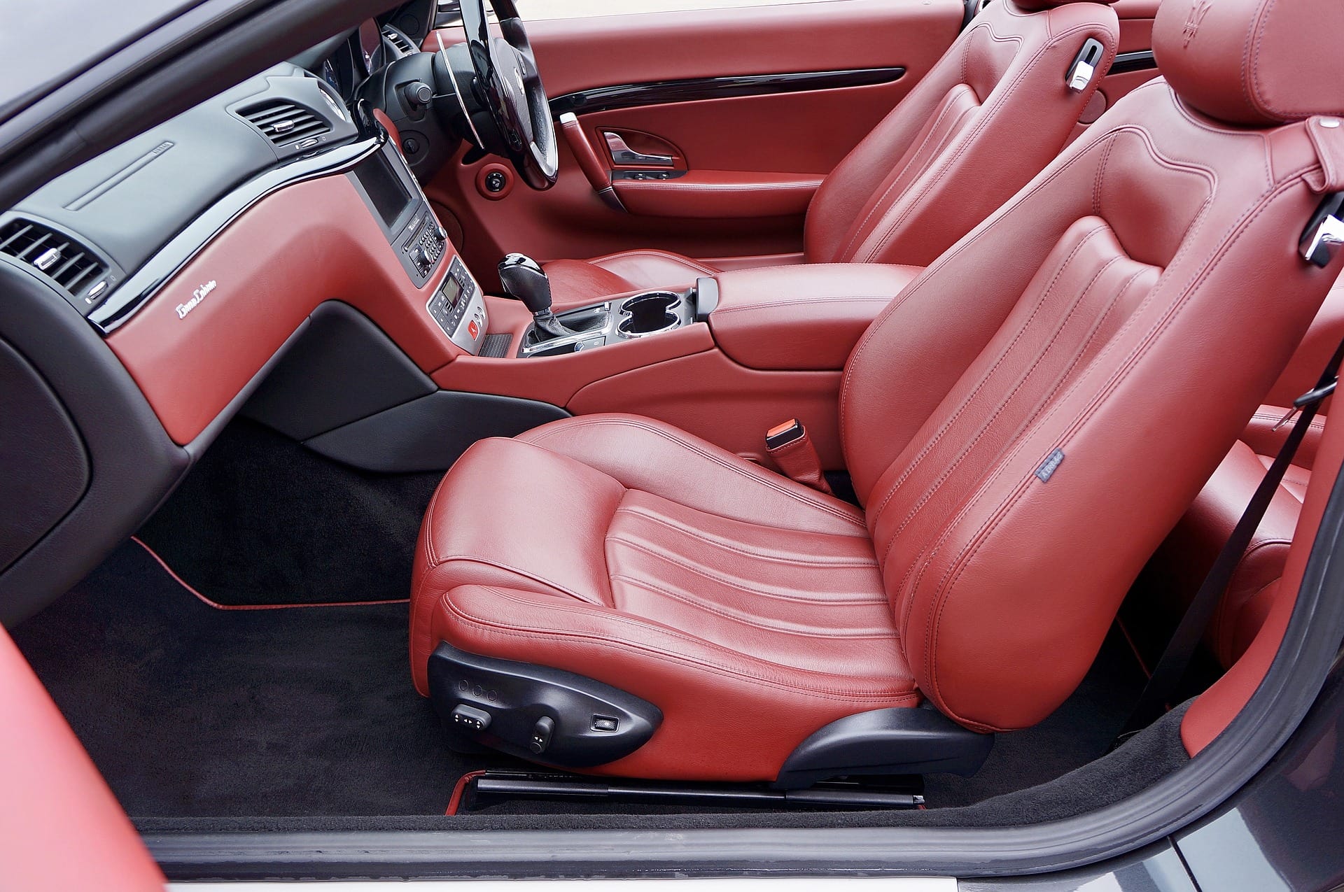 Red leather car seats