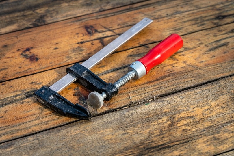 clamp on wooden table