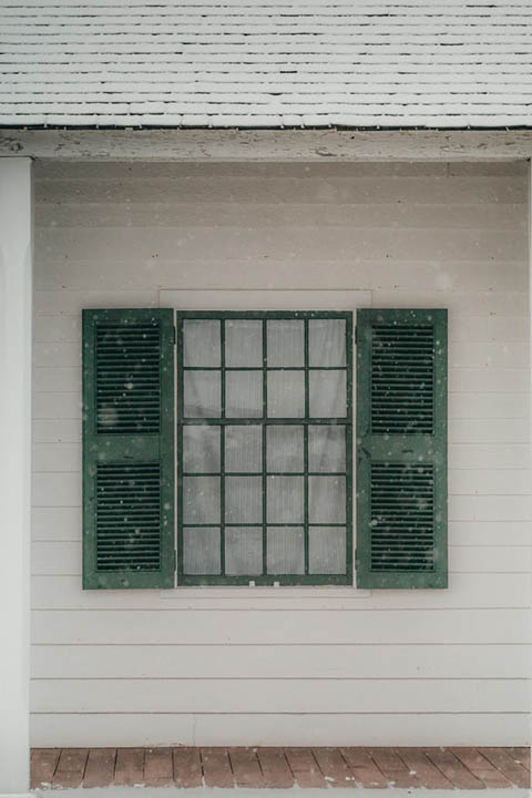 close up house porch during winter
