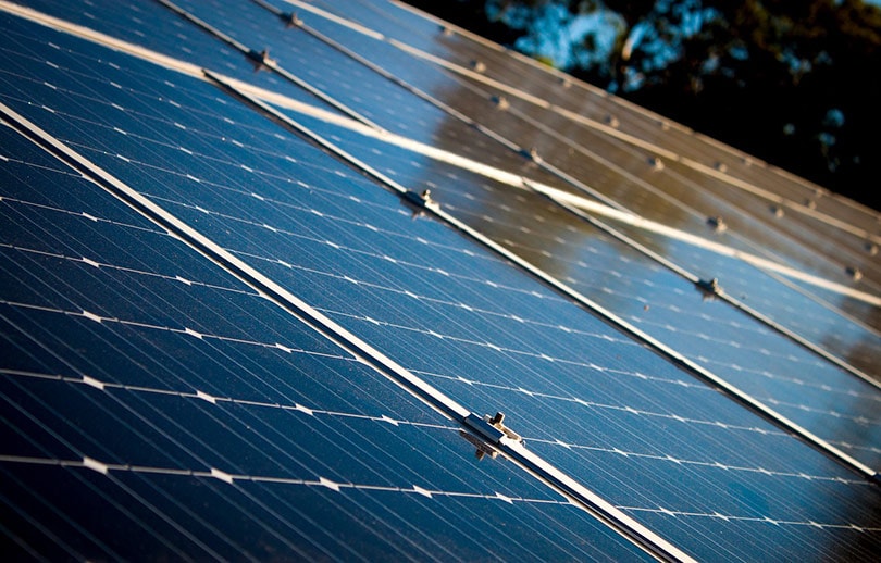 close up of solar panels