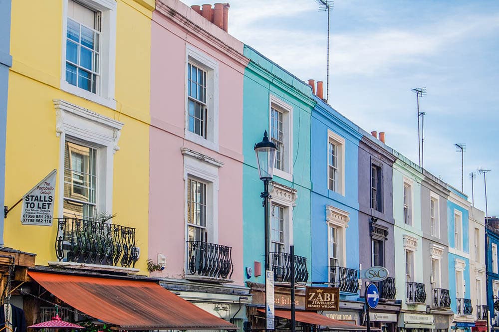 colorful buildings in Portobello