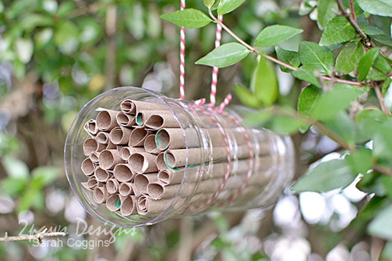 diy simple recycled bee hotel