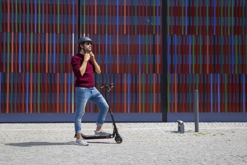 e-scooter rider with helmet