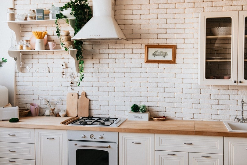 kitchen interior with a little greenery