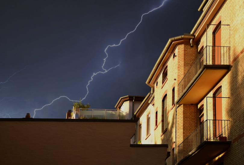 lightning strikes near house
