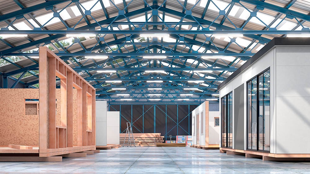 modular home in the warehouse