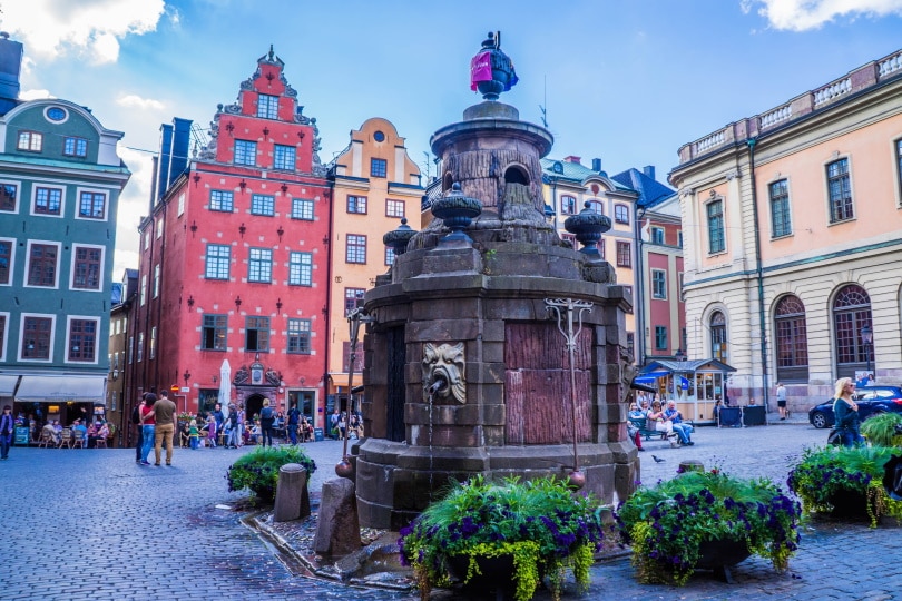 people, walking, sidewalk, stockholm, sweden