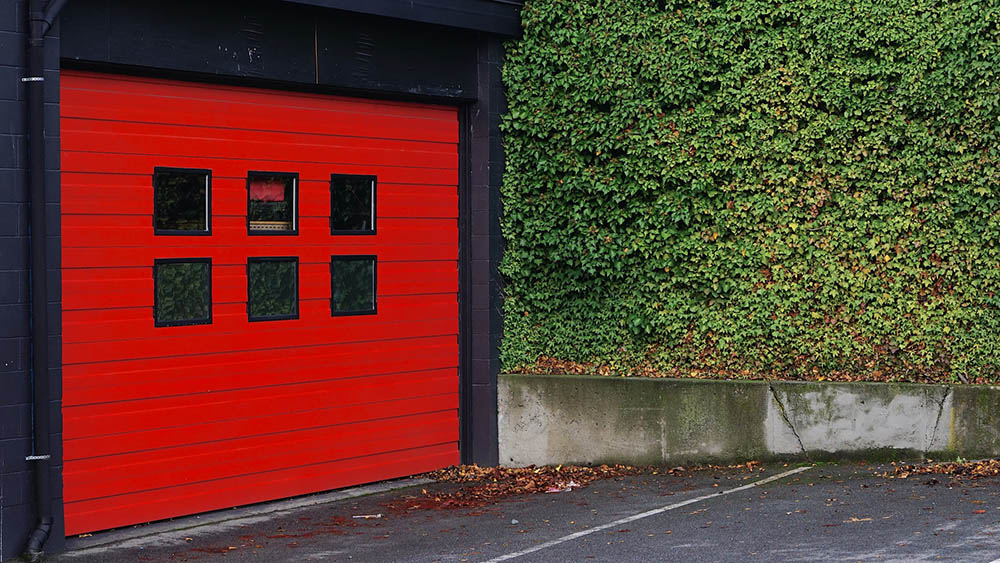 red garage door