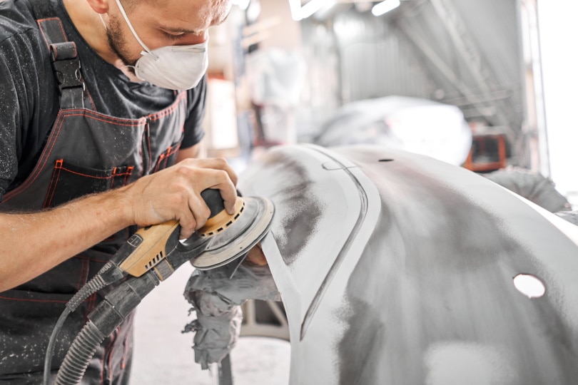 sanding car panel