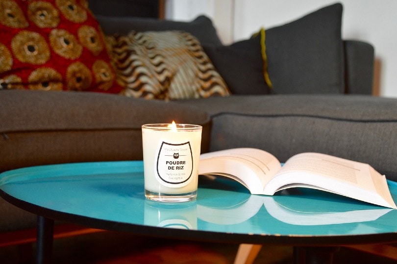 scented candle in the living room