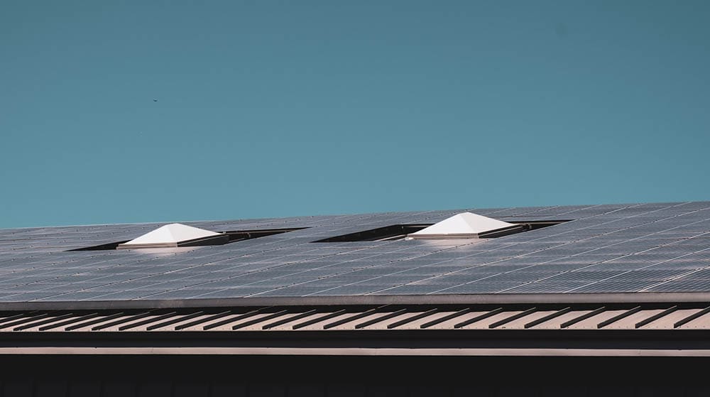 solar panels on metal roof
