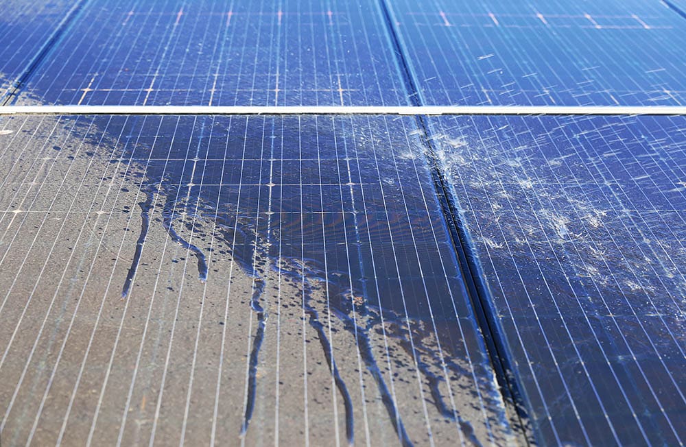 spraying down the solar panels