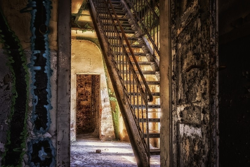 steep stairs in an old and abandoned house