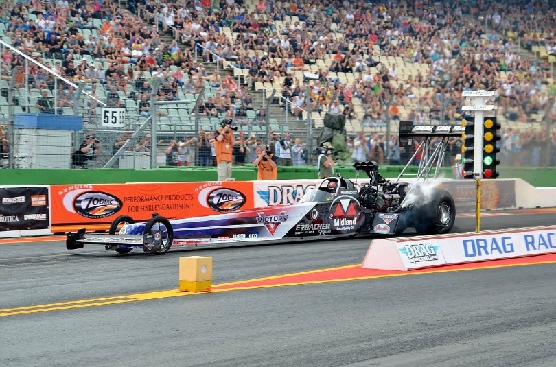 top fuel dragster in a drag race