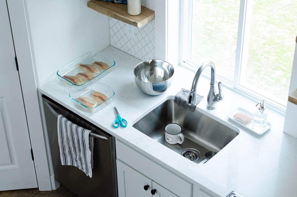 top view of kitchen sink