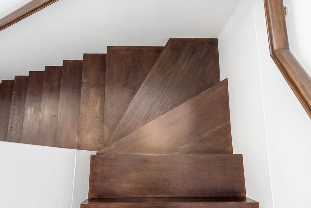 top view of stairs with dark stair treads