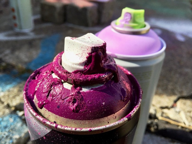 two paint spray cans