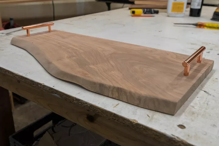 wine stained live edge serving board