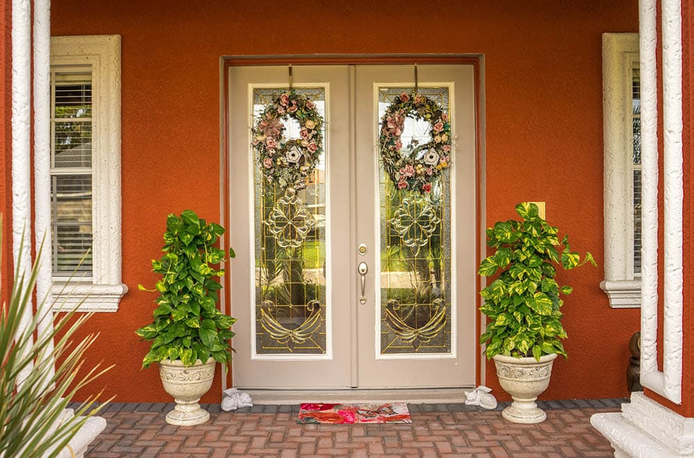 wreaths hanged using door hangers