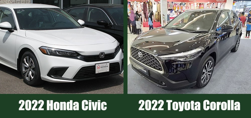 2022 Honda Civic vs Toyota Corolla side by side
