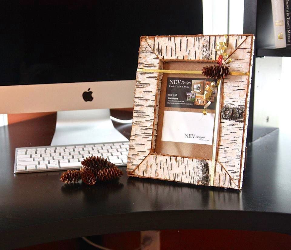 Birch bark picture frame
